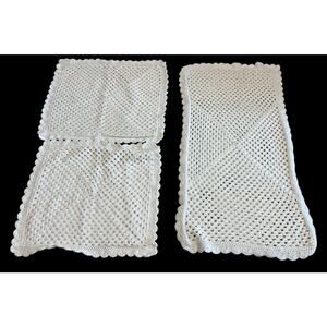 3 Vintage Ivory Crochet Shams Body Pillow Cover Grandmacore Handmade Cottagecore